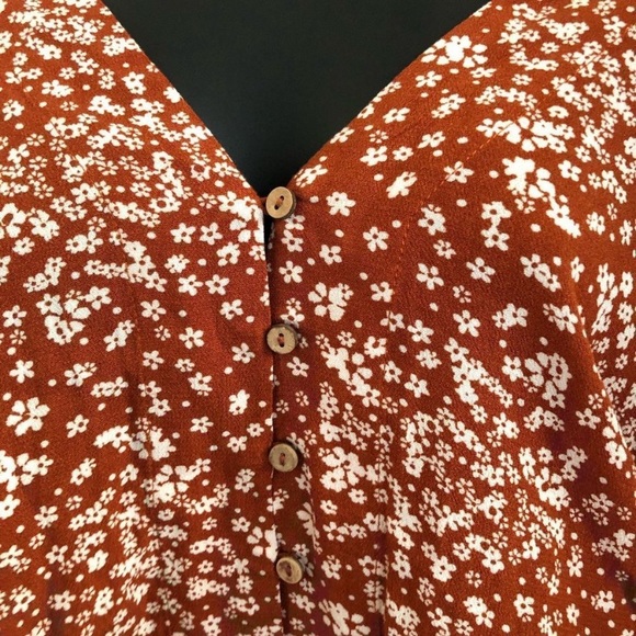 🧡NWT Free People Orange Floral Bodysuit Size Small🧡 - Picture 5 of 7